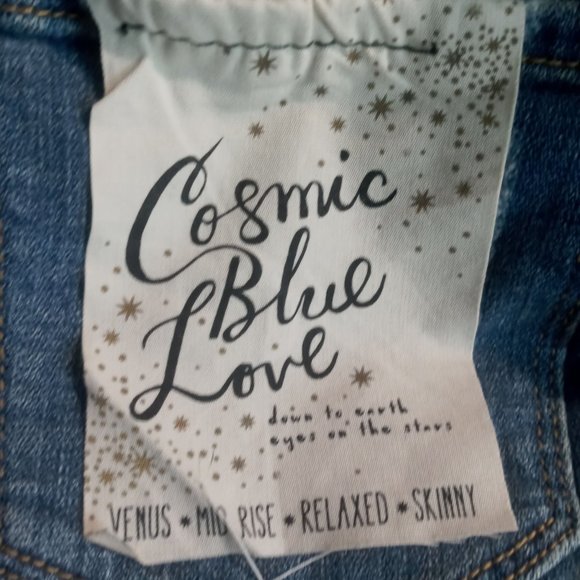 Cosmic Blue Love Jeans Womens Sz 32 Blue Denim Skinny Venus Mid Rise Relaxed Ski - Picture 12 of 12